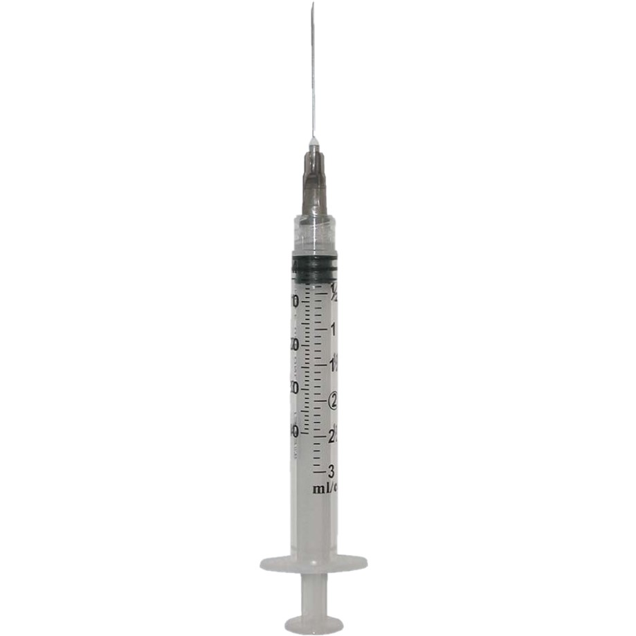 Syringe 3cc with Hypodermic Needle ExelInt® 3 mL 22 Gauge 1-1/4 Inch Detachable Needle Without Safety (100/BX 10BX/CS) by Exel Corporation  ID 26103